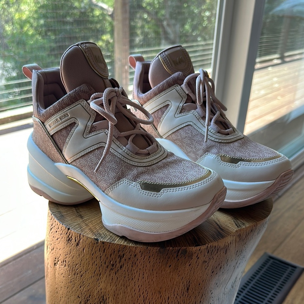Michael Kors Pink and Gold Chunky Sneakers